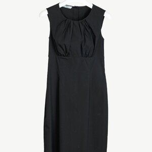 Prada 2010 Black Cotton Poplin Sleeveless Fitted Empire Dress